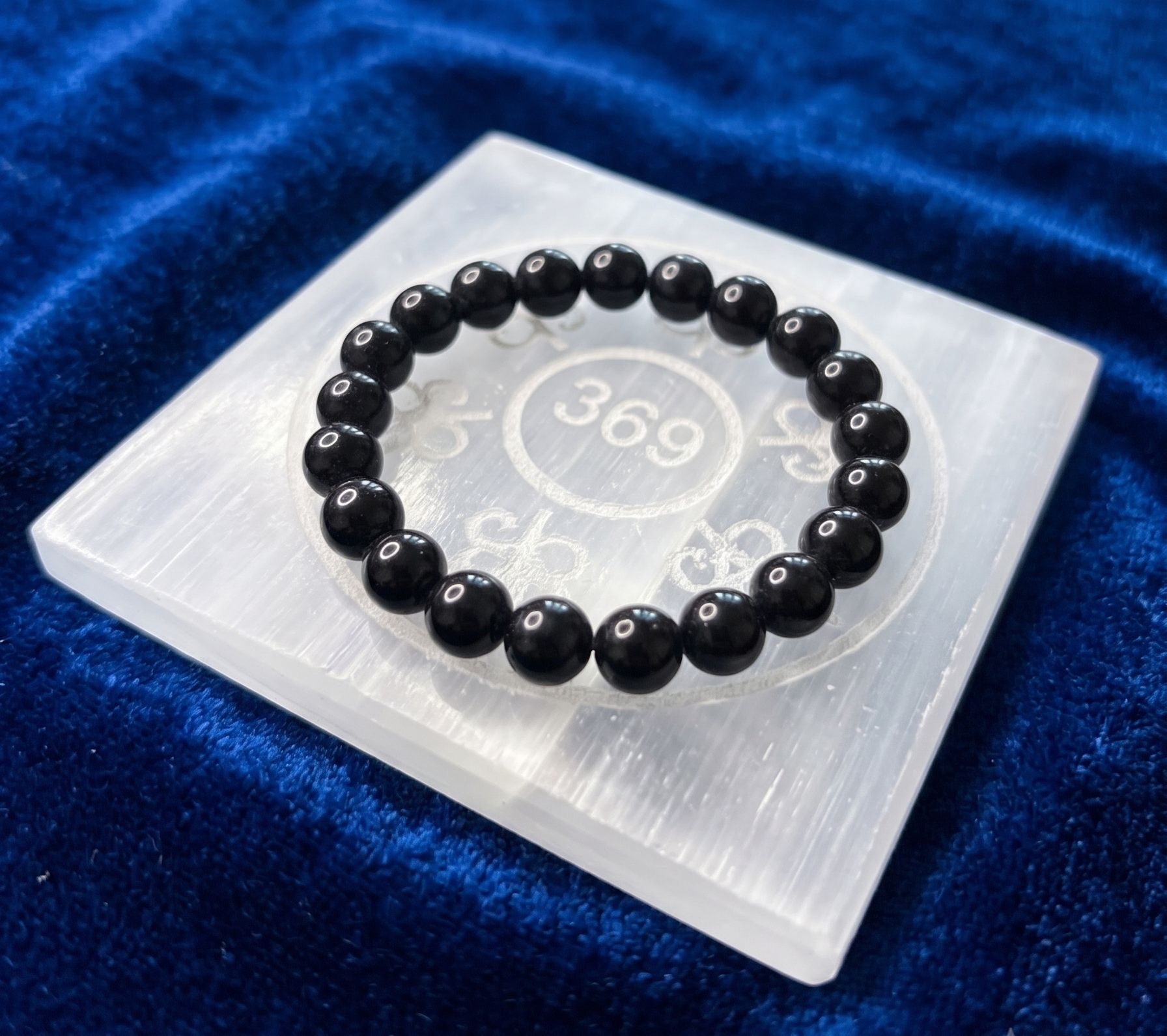 Black Tourmaline with Selenite Charging Plate Combo
